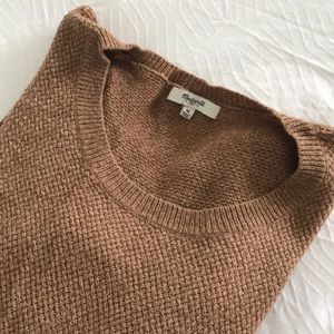 Camel colored sweater a fall wardrobe basic.